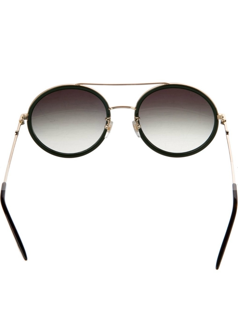 Gucci Round Metal Frame Sunglasses with Green and Red Trim - Picture 7 of 7